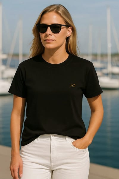 ASTRADAVI Damesmode - Premium katoenen T-shirts - Ronde hals standaard pasvorm - Zwart / X-Large