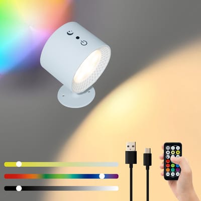 Nachtlampje - Magnetische LED Wandlamp - 3 Kleurtemperaturen & RGB 7 Kleuren - Wit- Boven- en onder ontwerp met dubbele lichtbron -Wandlampen - Draadloze LED-strip - Met afstandsbediening - Oplaadbaar - 2000mAh - 1st