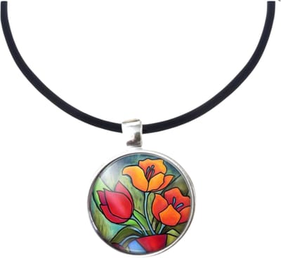 Ketting Tulp 3.5 cm rood - Charme Bijoux