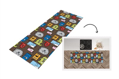 Keukenloper - Loper keuken - Patronen - Monster - Dieren - 150x50 cm - Keukenloper vinyl