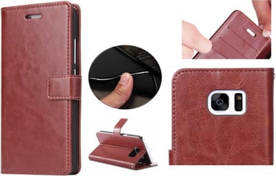 Hoesje geschikt voor Samsung Galaxy S6 - Kunstleren Portemonnee Hoesje Bruin - Kunstlederen Wallet Case TPU - Book Case - Flip Cover - Klap - 360 beschermend Telefoonhoesje