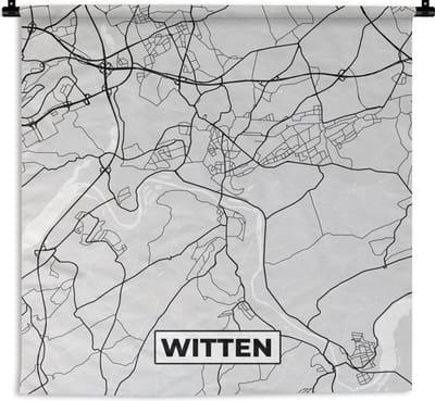 Wandkleed - Wanddoek - Witten - Kaart - Stadskaart - Duitsland - Plattegrond - 180x180 cm - Wandtapijt