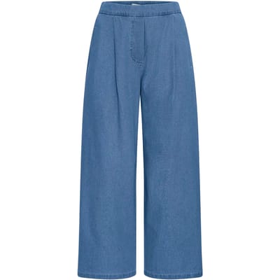 Cropped Wide Leg Jeans Wo - Light Blue