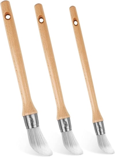 Set van 3 Houten Verfkwasten voor Watergedragen, Decoratieve en Gedetailleerde Schilderprojecten, Inclusief Stofveger en Muurschildering Tools