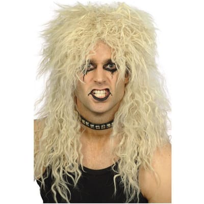 Jaren '70 '80 Rockstar Pruik Blond Punk Pluizig Golvend Lang voor Mannen Pruik Halloween Feest Mullet Synthetische Pruik Cosplay Rock Accessoires beige