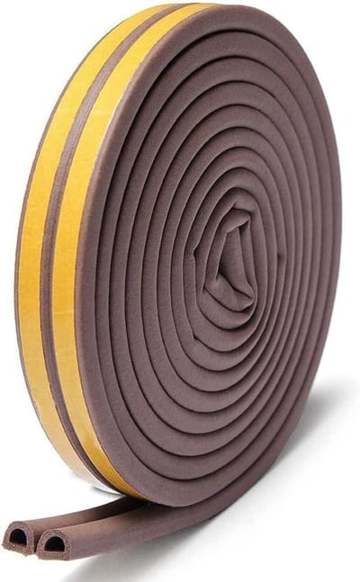 Zelfklevende Isolatieband voor Deuren en Ramen - Weerbestendige Dichtstrip van Schuim, 9mm x 6mm x 10m, 2 Stuks Bruin