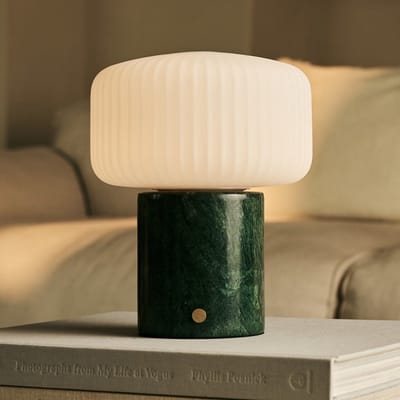 Tavellio Renoir Draadloze Tafellamp – Verde Alpi Marmer en Glas – Tot 100 uur – Groen