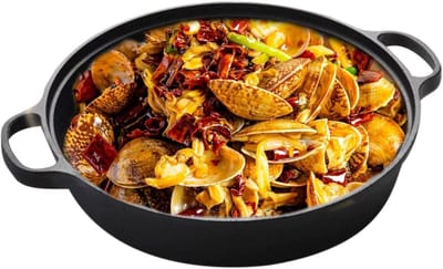 Antiaanbakpan, gietijzeren pan met transparant deksel, warmte-isolerende handgreep voor pannenkoeken, steak, diner, ontbijt, snacks, keuken
