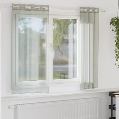 vidaXL - Gordijnen - voile - met - doorvoertules - 2 - st - 140x175 - cm - lichtgrijs