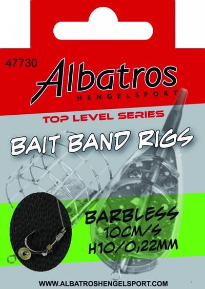 Albatros Top Level Baitband Rig Barbless Small – Kant-en-klare onderlijn met baitband en barbless haak – 10 cm – Ø 0,18 mm