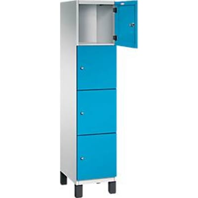 C+P Cambio lockerkast, 1 vak, 4 vakken, op poten, B 400 x D 525 x H 1980 mm, lichtgrijs/lichtblauw