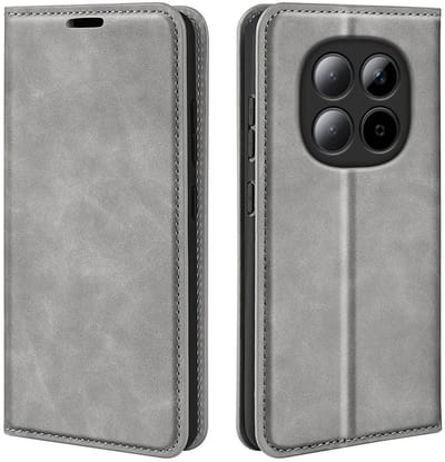 MobyDefend Hoesje - Geschikt voor Xiaomi Redmi Note 15 Pro Plus 5G - Luxe Wallet Bookcase (Magnetische Sluiting) - Grijs