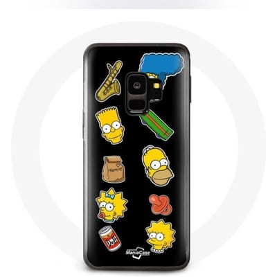 Samsung Galaxy S9 hoesje The Simpsons stickers zwarte achtergrond zwart