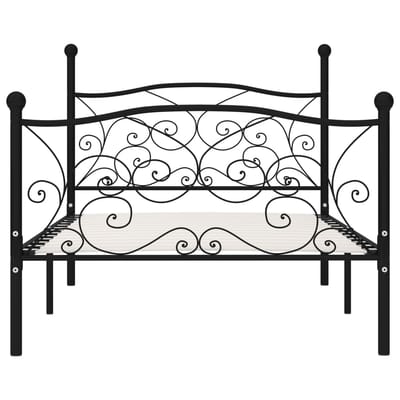 vidaXL - Bedframe - met - lattenbodem - metaal - zwart - 90x200 - cm