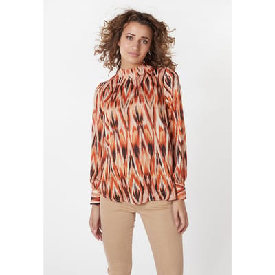 EsQualo Blouse Col Ethnic Skins Print Maat: 34 | Longsleeves Outlet | Dames | Zwart
