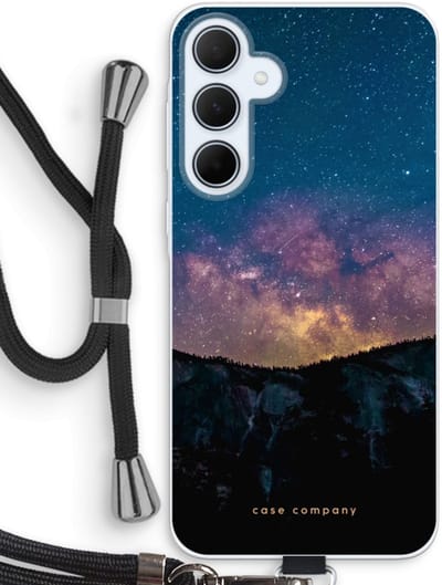 Case Company® - Hoesje met koord geschikt voor Samsung Galaxy A35 hoesje met Koord - Travel to space - Telefoonhoesje met Zwart Koord - Bescherming aan alle Kanten en Over de Schermrand