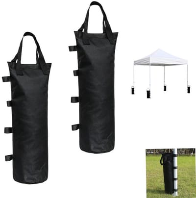 2 stuks -zandzakken gewichten - Zandzakjes Tegen Waaien - tenten - parasols - Verzwaringsvoet - openlucht- - Zandzakken Vulbaar met Zand of Grind - Inclusief Draagband - Zwart