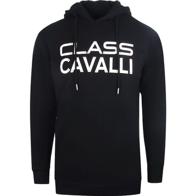 Cavalli Class zwarte hoodie met omgekeerd logo
