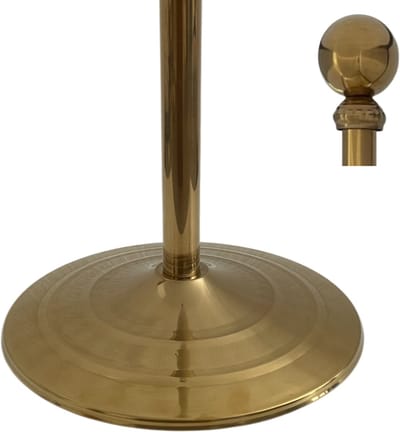 RVS Vlaggenstandaard Goud met Telescopische Mast tot 2,5 m – Ø315 mm Voet – Indoor Kantoor & Instituut