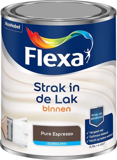 Flexa - Strak In De Lak Binnenlak Zijdeglans - Pure Espresso - Mengverf - 750 Ml