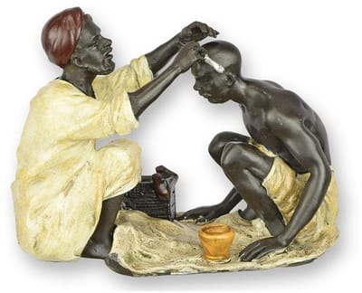 Arabische barbier - Bronzen beeld - sculptuur - 8,3 cm hoog