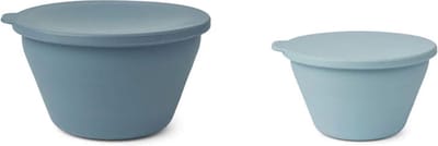 Liewood Dale Opvouwbare Kom Set - Sea Blue/Whale Blue Mix