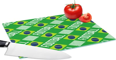 Glazen Snijplank - 28x20 - Brazilië - Voetbal - Patronen - Snijplanken Glas