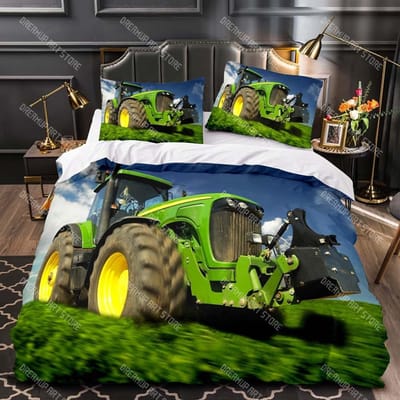 Jongens Tractor Print Beddengoed Set Mannen Bouwauto's Patroon Dekbedovertrek Voor Kinderen Zwaar Materieel Voertuigen Dekbedovertrek US Twin 173x218cm