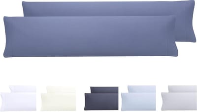 Famanu - Kussenslopen 150x40 cm grijsblauw set 2, extra zachte microvezel, hypoallergeen, bodykussen en lang kussen