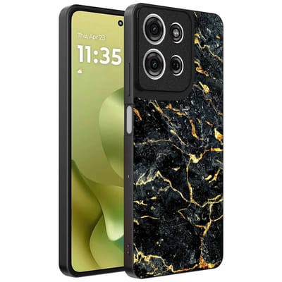 Geschikt voor Motorola Moto G86 Telefoonhoesje met Zwart Goud Marmer Opdruk - TPU Backcover Case Black Gold Marble Design - Zwart Goud - Smartphonica geschikt voor Motorola Moto G86