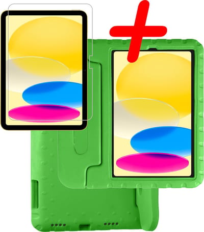 Hoesje Geschikt voor Apple iPad 10 (2022) - 10.9 inch - 10e Generatie - Met Screenprotector - Kinderhoes Shockproof Bumper - Kidsproof Case - Tablet Hoes - Kinder Hoes Cover - Groen
