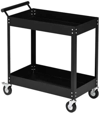 Kar Mobiele Gereedschapswagen Opslagrek Opslagkar Met Zijhandvat Geschikt voor Garage, Werkplaats en Andere Gebruiken 84,5×38×84 cm Zwart Staal