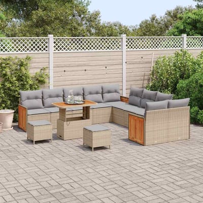 vidaXL - Tuinbank - Set - 17 - st - 10-Aantal - zitplaatsen - Beige - en - Lichtgrijs