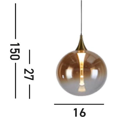 Searchlight Moderne LED Hanglamp Alchemy 1 Lichtpunt Rond Amber/Goud/Zwart Glas Eetkamer Gang/Hal Keuken Dimbaar