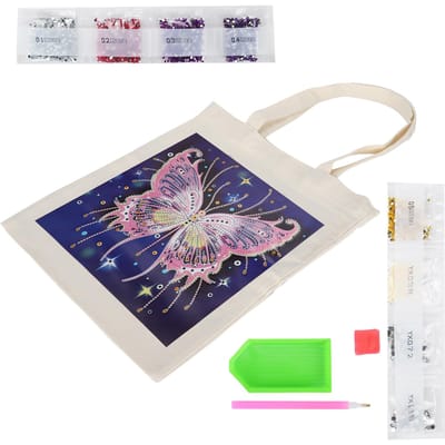 Diamond Painting Tas Kit Canvas Tas Hars Strass Steentjes Handgemaakt Herbruikbaar Kunst Handtas(BB012 ) white