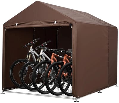 RosaBloom Opbergtent voor buiten - Garagetent - Fietsentent - Duurzame stoffen hoes - Stevig gegalvaniseerd stalen frame - 159x219 cm - Bruin
