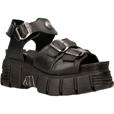 New Rock Unisex metalen Zwarte Punk Sandaal Laarzen - M-BIOS101-C2