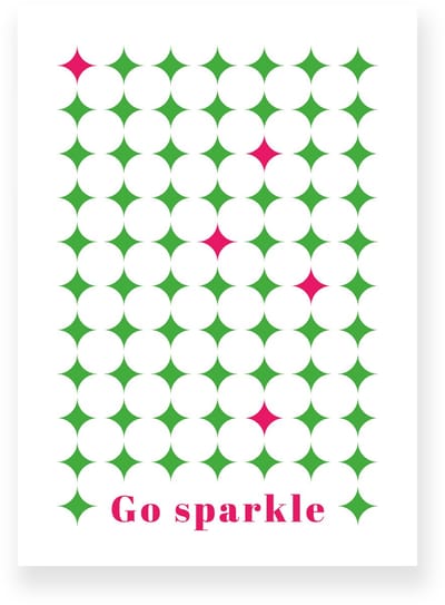 Poster 20x30 cm - Go Sparkle - Ruitpatroon - Groen - Roze - Grafisch - Retro - Muurdecoratie - Wanddecoratie