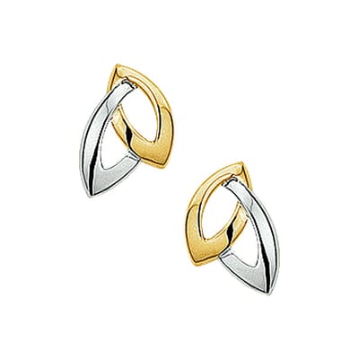 14K Bicolor Geel- en Witgouden Oorknoppen met Poli Afwerking - 4019092
