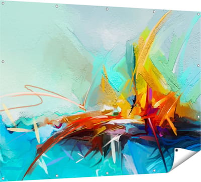Gards Tuinposter Abstracte Kunst - Kampvuur - 160x120 cm - Tuindoek - Tuindecoratie - Wanddecoratie buiten - Tuinschilderij