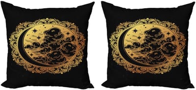 ABAKUHAUS Psychedelisch Kussenhoes Set – Dubbelzijdig Druk – 40x40 cm – Geel/Zwart