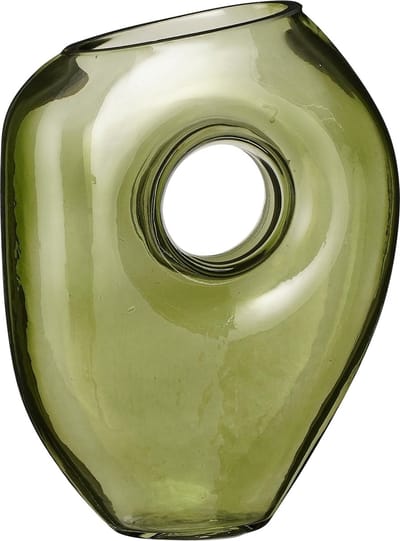 Mica Decorations Bloemenvaas Jay - groen transparant glas - 18 x 7,5 x 22 cm - decoratieve vaas