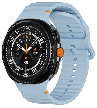 By Qubix - smartwatch bandje - Compatible Samsung bandje - Classic Wave siliconen band - Blauw - Geschikt voor Samsung Galaxy Watch 9 (40/44mm) - Watch 8 (40/44mm) - Watch 8 Classic (46mm)