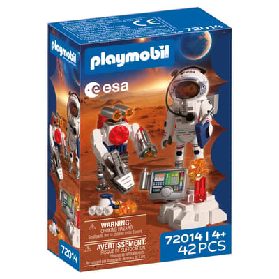 PLAYMOBIL Ruimte ESA Astronaut met Robot | Met Mars Crawler, Analysestation & 3 Steenmonsters | Ruimteverkenning | Hoogwaardige Speelgoedset | Leuk voor kinderen vanaf 4 jaar | 72014