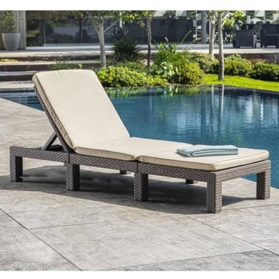 Bain de soleil - Allibert by KETER - DAYTONA - en résine imitation rotin tressé - coussin - dossier réglable - cappuccino