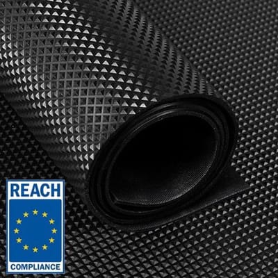 Rubber loper / rubbermat op rol - Piramide motief zwart - 3 mm - Breedte 100 cm - Per strekkende meter
