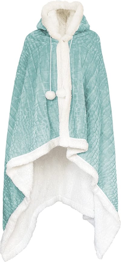 LINNICK Flanel Fleece Hoodie Met Capuchon Croco - Mint Groen - 130x180cm - Fleece Plaid - Fleece Deken - Hoodie Deken - Hoodie Dames - Hoodie Heren - Fleece Deken met Capuchon