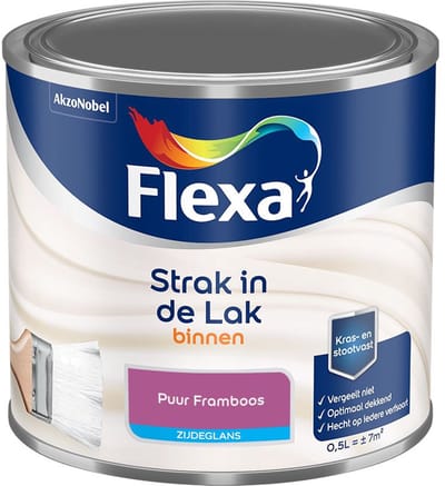Flexa - Strak In De Lak Binnenlak Zijdeglans - Puur Framboos - Mengverf - 500 Ml
