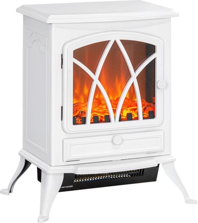 Vrijstaande elektrische haard wit - Decoratieve sfeerhaard met LED vlameffect - 1000W/2000W - Woonkamer - 45x28,5x54 cm