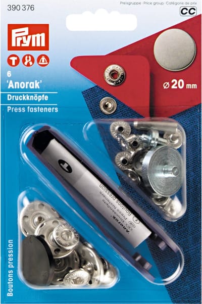 Naaivrijdrukknopen ANORAK Vlak 20 mm oudijzer mat 6 st. - Drukknopen Sport & Camping - Prym